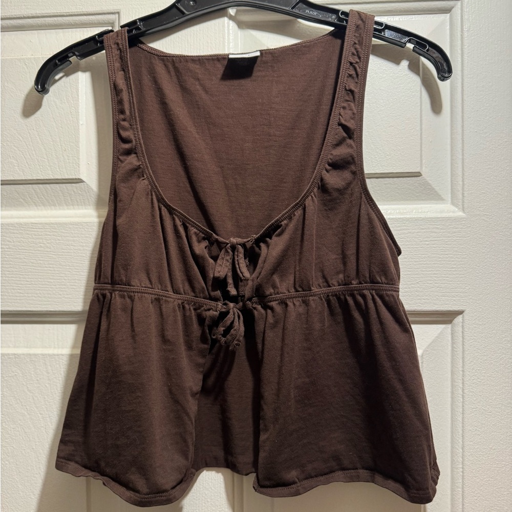Sunday Best Chocolate Brown Tie-Front Tank